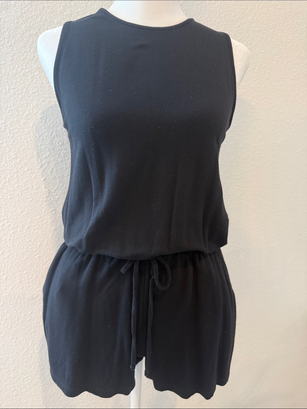 LOFT Black Sleeveless Tie-Detail Romper